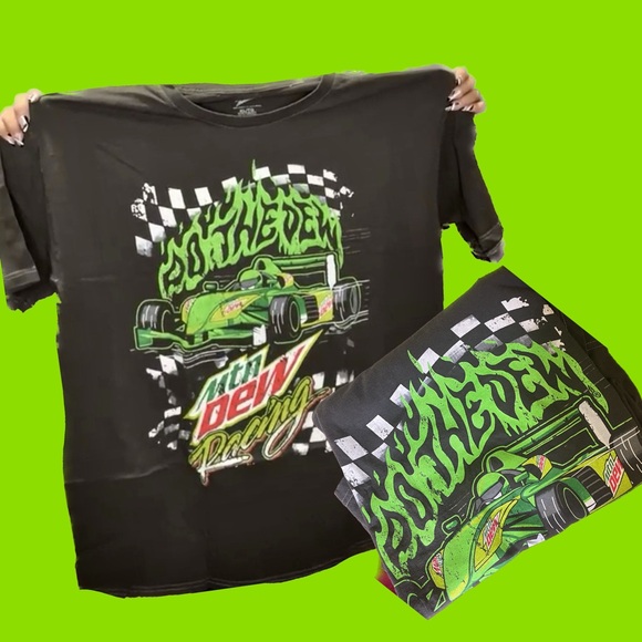 NEW Mountain Dew Metal Logo T-Shirt Vintage Cotton Tee Vintage Style Racing L - Picture 5 of 7